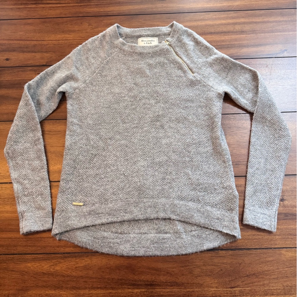Abercrombie & Fitch Women’s Collar‎ Zipper Gray Pullover Sweater Sz XS Y2K
